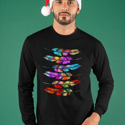Native American T-Shirts, Vintage Native American Unisex T-Shirt/Hoodie/Sweatshirt HLT00 - Indigenous Heritage Colorful Feathers Indian Native American T-Shirt (1)