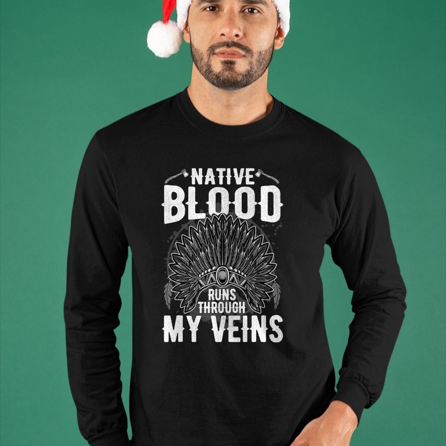 Native American T-Shirts, Vintage Native American Unisex T-Shirt/Hoodie/Sweatshirt HLT00 - Native American Blood Pride T-Shirt