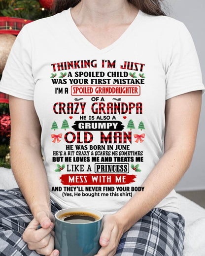 JUNE, SPOILED GRANDDAUGHTER OF A CRAZY GRANDPA - SHIRT FROM GRANDPA TO GRANDDAUGHTER - KIEN06 (SKU2607-153-06)