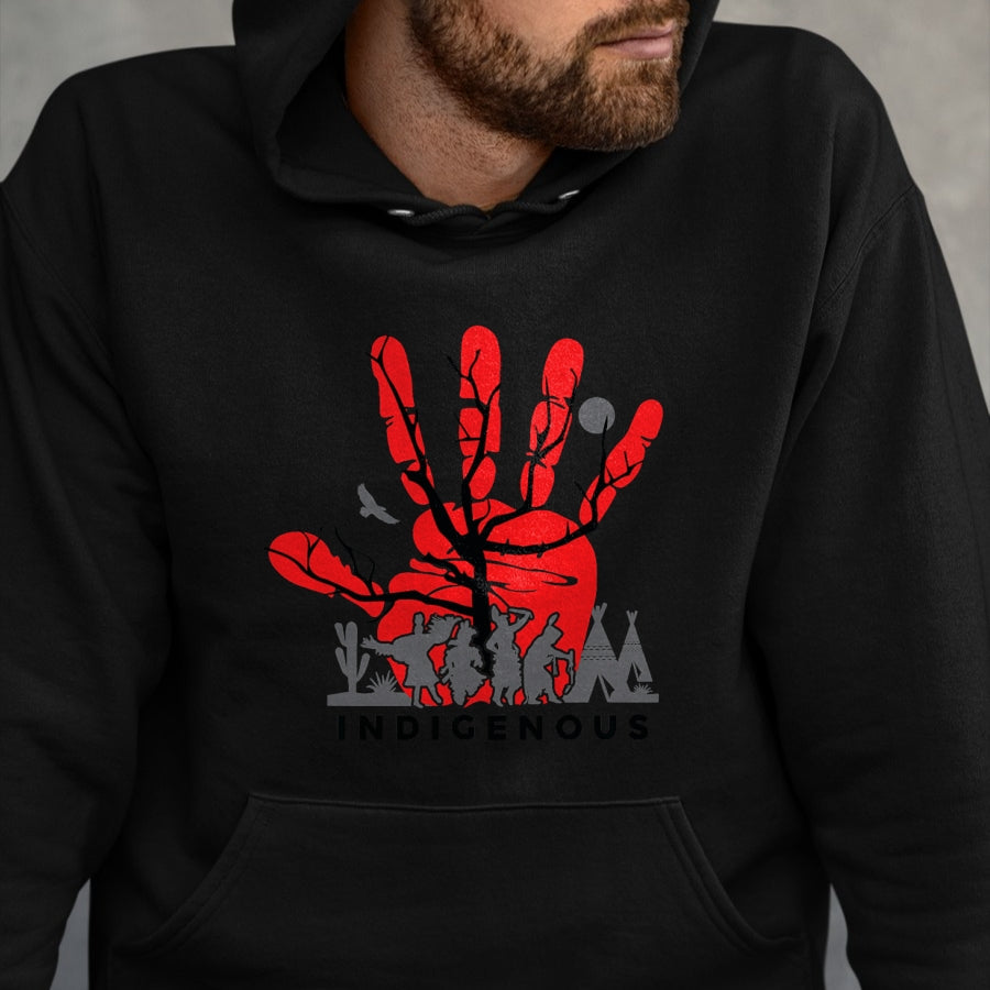 Native American T-Shirts, Vintage Native American Unisex T-Shirt/Hoodie/Sweatshirt HLT00 - Native American Indigenous Red Hand Indian Blood Themed T-Shirt (23)