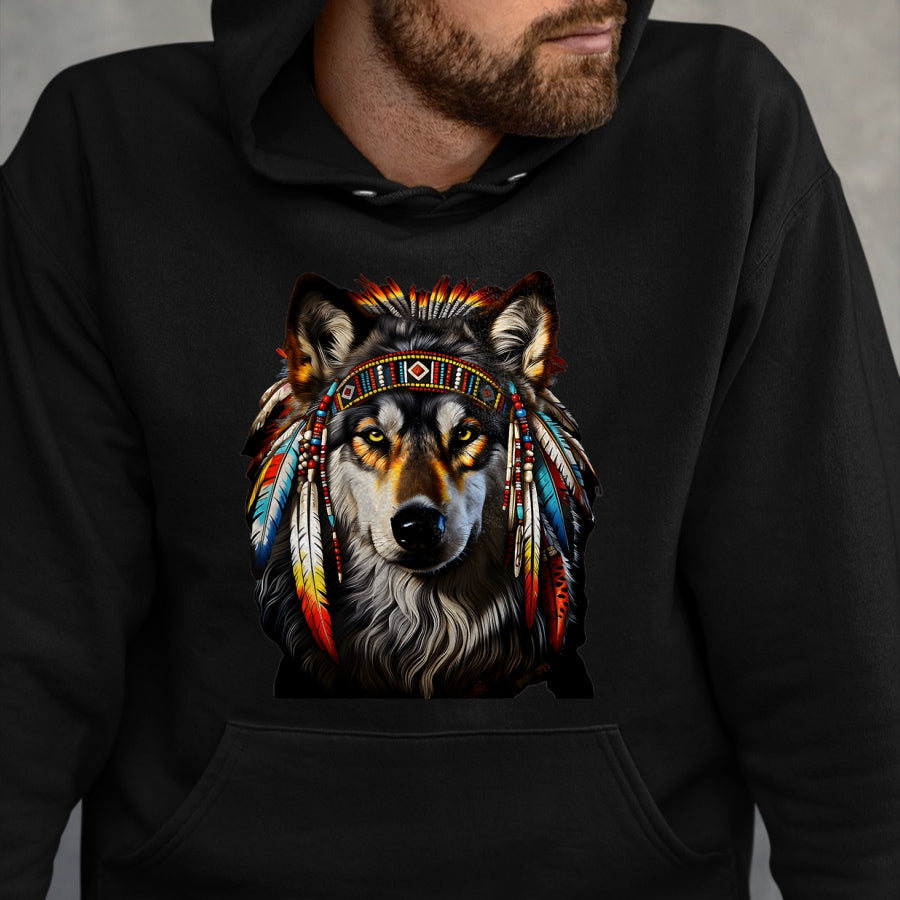 Native American T-Shirts, Vintage Native American Unisex T-Shirt/Hoodie/Sweatshirt HLT00 - Native American Wolf - Indian Wolf T-Shirt (1)