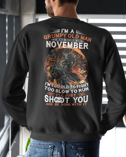NOVEMBER - GRUMPY OLD MAN T-SHIRT – FUNNY BIKER TEE - PERFECT GIFT FOR MEN - HLT11 (SKU07-64-11)