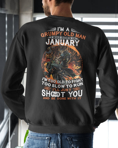 JANUARY - GRUMPY OLD MAN T-SHIRT – FUNNY BIKER TEE - PERFECT GIFT FOR MEN - HLT01 (SKU07-64-01)