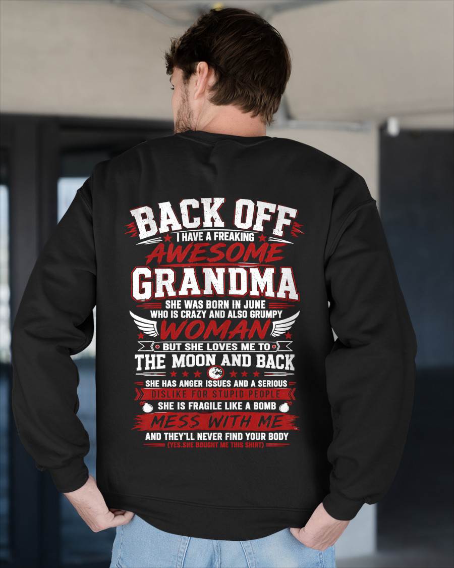 JUNE, SHE IS FRAGILE LIKE A BOMB MESS WITH ME - SHIRT FROM GRANDMA TO GRANDSON - HLT05 (SKU2608-07-06)