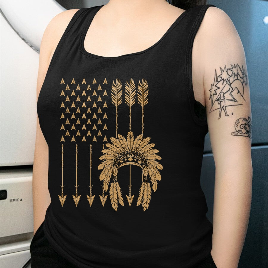 Native American T-Shirts, Vintage Native American Unisex T-Shirt/Hoodie/Sweatshirt HLT00 - Funny Native American Flag Gift Cool USA Tribe Patriotic T-Shirt