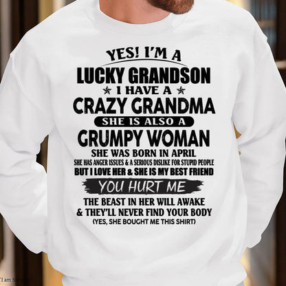 APRIL - LUCKY GRANDSON OF CRAZY GRANDMA -  PERFECT GIFT FROM GRANDMA - kien04 (SKU12-113-04)