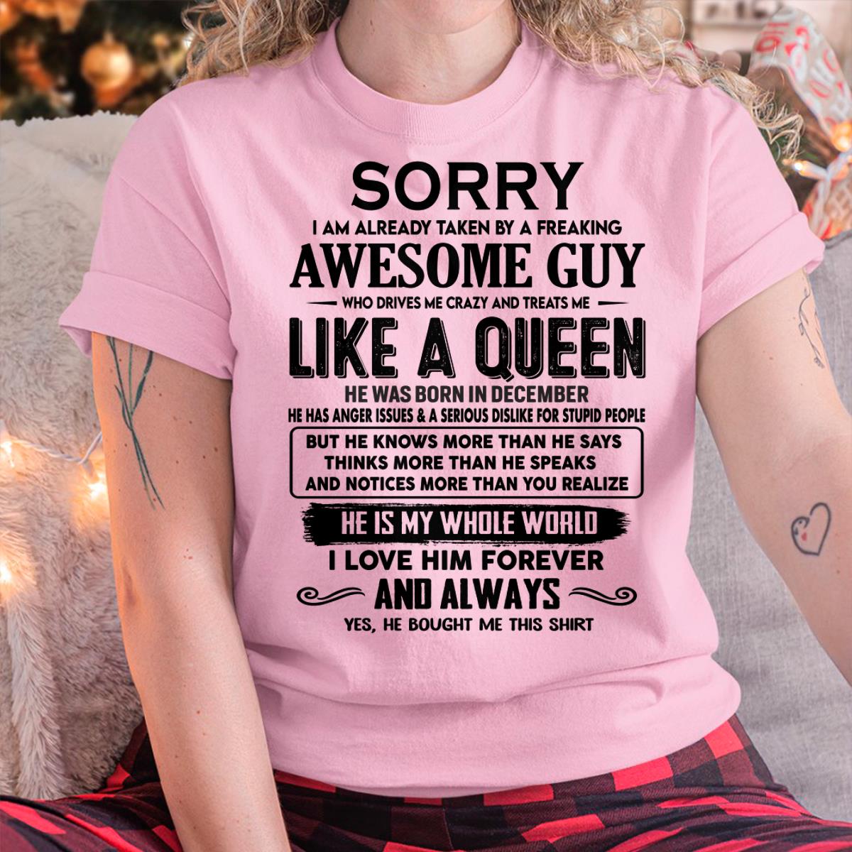 December - Sorry I am already taken by a freaking awesome guy - Gift for Wife From Husband - HLT12 (SKU-SRG-12)