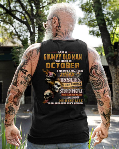 October - Grumpy Old Man T-Shirt - Funny Skull Anger Issues Tee - Perfect Gift For Men HLT10 (SKU08-67-10)