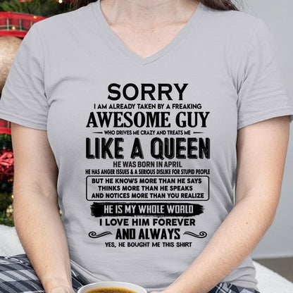 April - Sorry I am already taken by a freaking awesome guy - Gift for Wife From Husband - HLT04 (SKU-SRG-04)